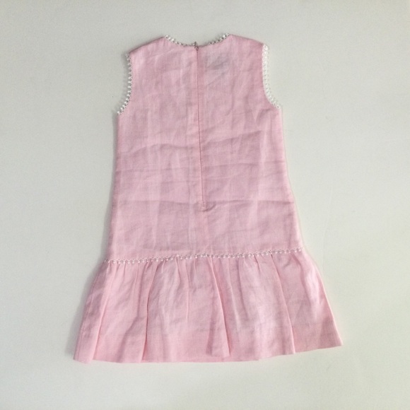 Oscar De La Renta Girls Linen Drop Waist Dress - Picture 2 of 6